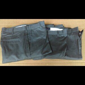 3 Pairs 35x34 Aramark Flat-Front Spruce Green 100% Cotton Twill Pants